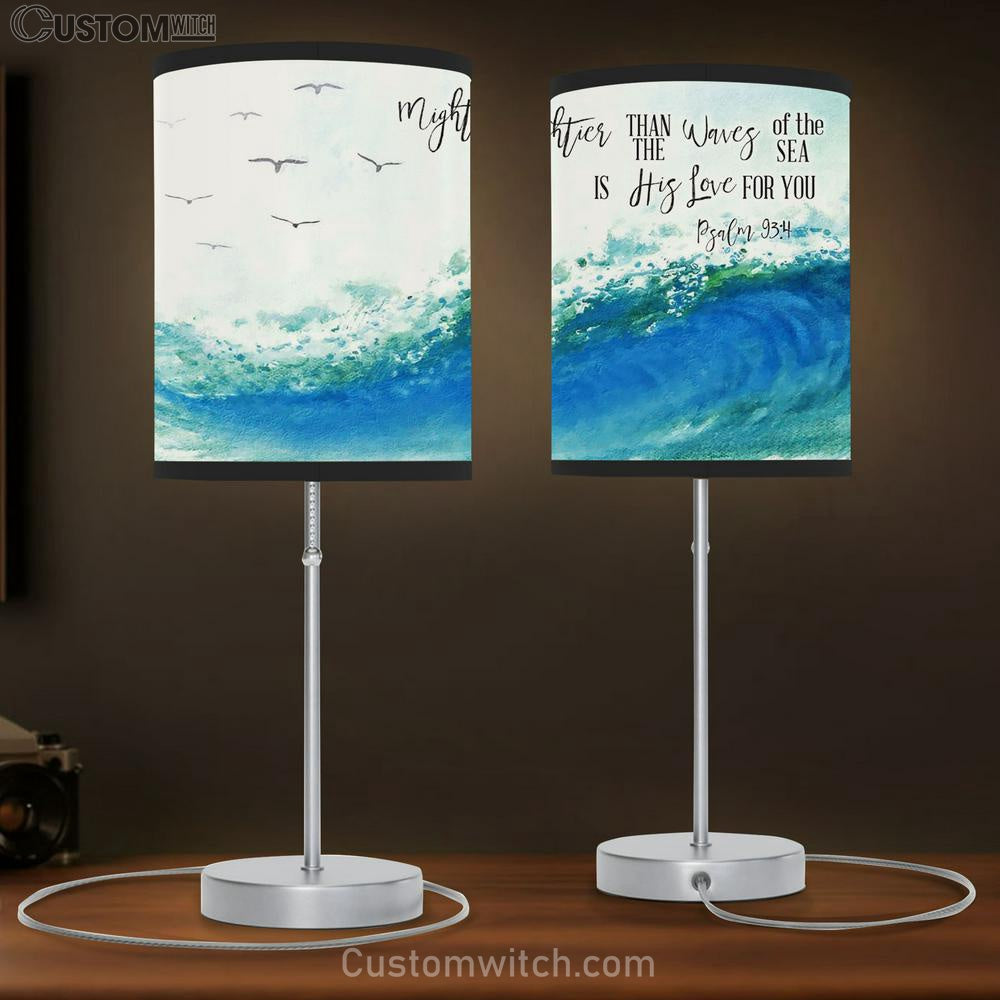 Ocean Waves Mightier Than The Waves Of The Sea Is His Love For You Table Lamb Art - Scripture Table Lamb Prints - Christian Lamb Gift