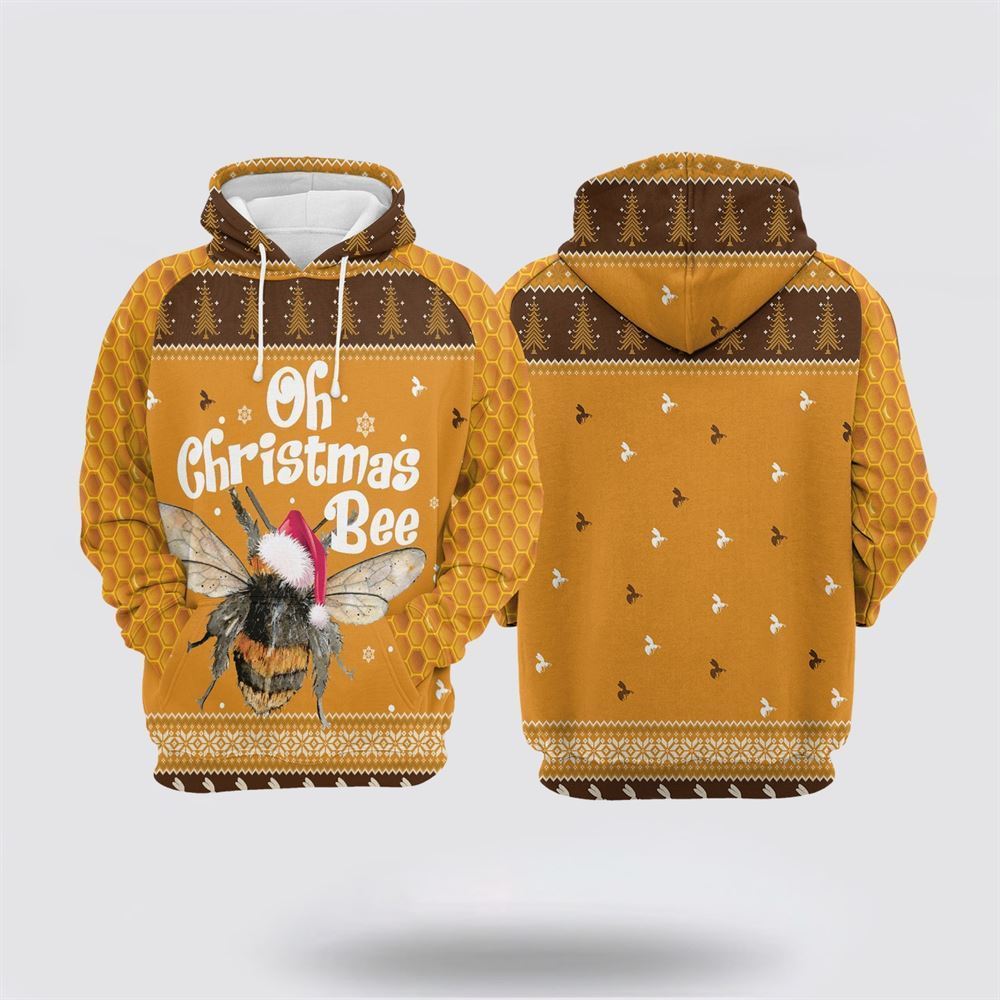 Oh Christmas Bee All Over Print 3D Hoodie For Men & Women, Christmas Hoodie Cute, Christmas Gift, Christmas Fashion