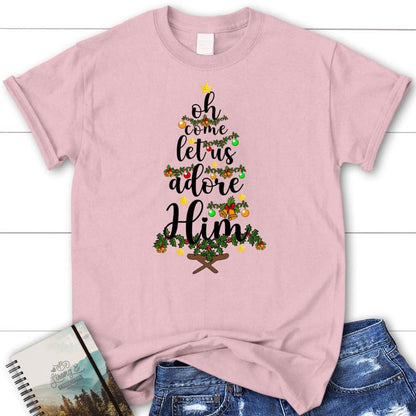 Oh Come Let Us Adore Him Christmas T Shirt, Blessed T Shirt, Bible T shirt, T shirt Women