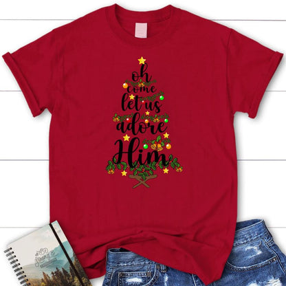 Oh Come Let Us Adore Him Christmas T Shirt, Blessed T Shirt, Bible T shirt, T shirt Women