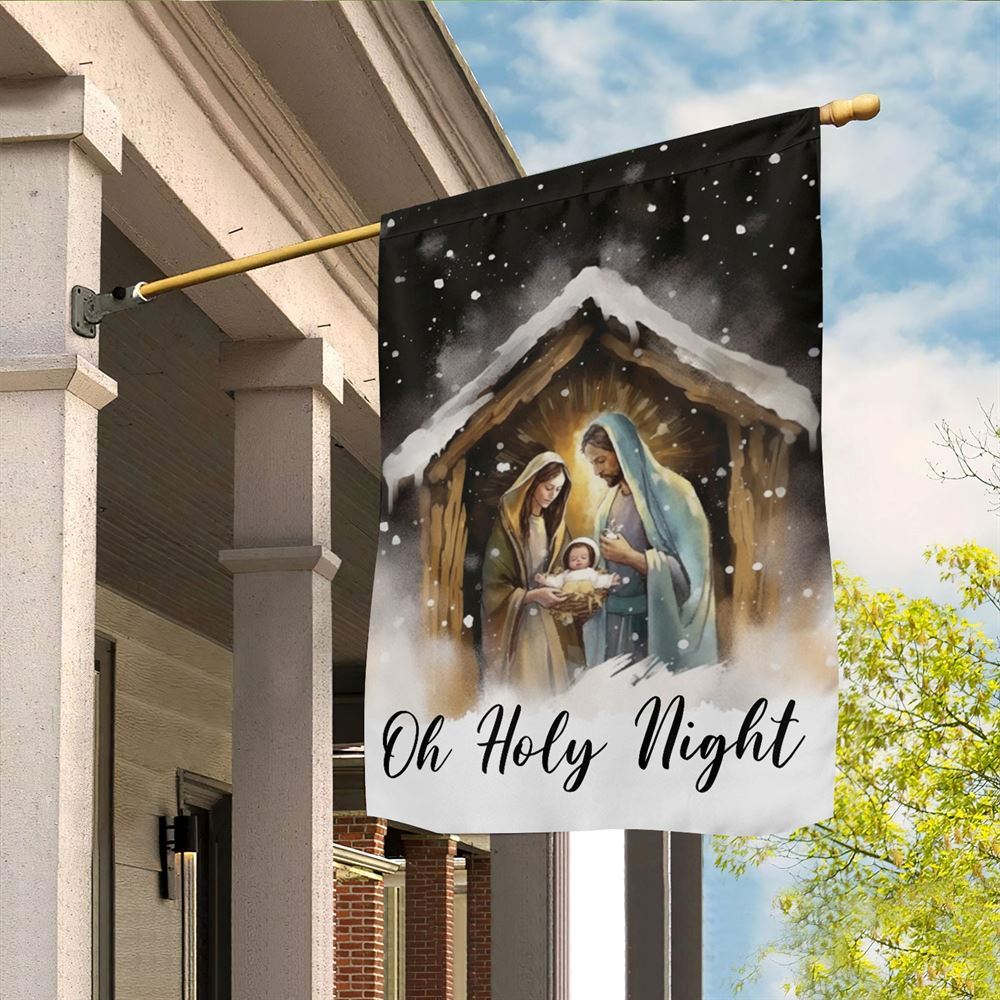 Oh Holly Night A Celebration Of God's Love Christmas Flag, Christian Christmas House Flag, Christmas Outdoor Decor Ideas