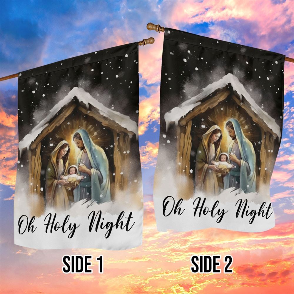 Oh Holly Night A Celebration Of God's Love Christmas Flag, Christian Christmas House Flag, Christmas Outdoor Decor Ideas
