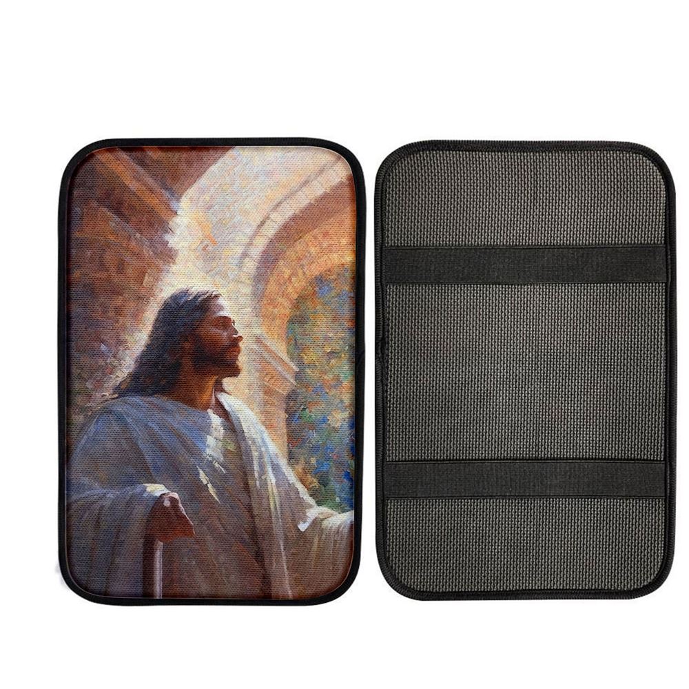 Oil Painting Of Jesus Teaching In The Temple Car Center Console Cover, Religious Car Interior Accessories