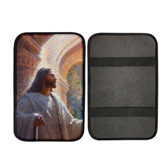 Oil Painting Of Jesus Teaching In The Temple Car Center Console Cover, Religious Car Interior Accessories