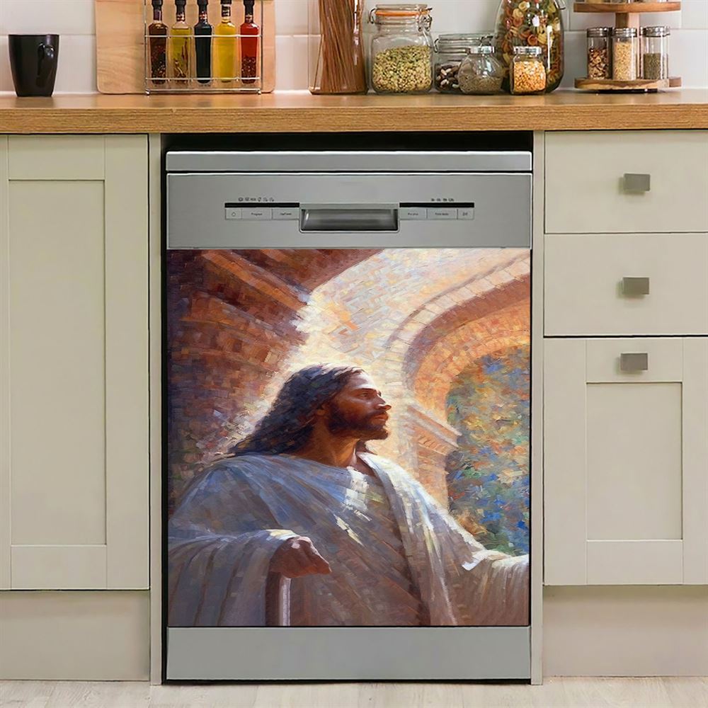 Oil Painting Of Jesus Teaching In The Temple Dishwasher Cover, Jesus Dishwasher Wrap, Christian Kitchen Decoration