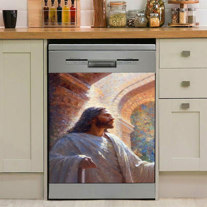 Oil Painting Of Jesus Teaching In The Temple Dishwasher Cover, Jesus Dishwasher Wrap, Christian Kitchen Decoration
