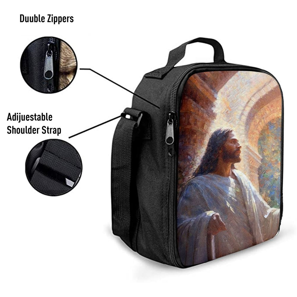 Oil Painting Of Jesus Teaching In The Temple Lunch Bags, Bible Verse Lunch Bag For Men And Women