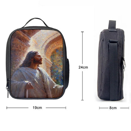 Oil Painting Of Jesus Teaching In The Temple Lunch Bags, Bible Verse Lunch Bag For Men And Women