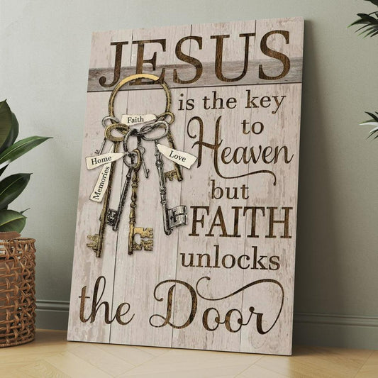 Old Keys, Vintage Door, Jesus Is The Key To Heaven Canvas, Christmas Gift for Christian