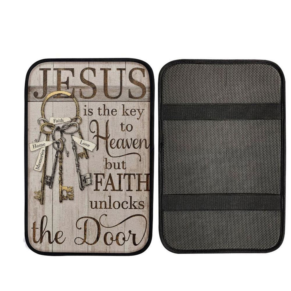 Old Keys, Vintage Door, Jesus Is The Key To Heaven Car Center Console Cover, Car Armrest Pad, Christian Gift, Armrest Box Mat