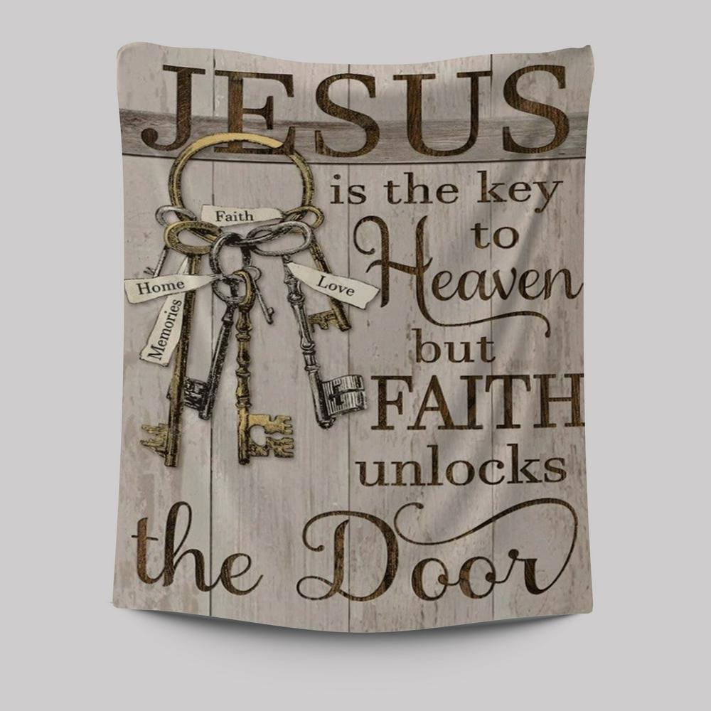 Old Keys, Vintage Door, Jesus Is The Key To Heaven Tapestry