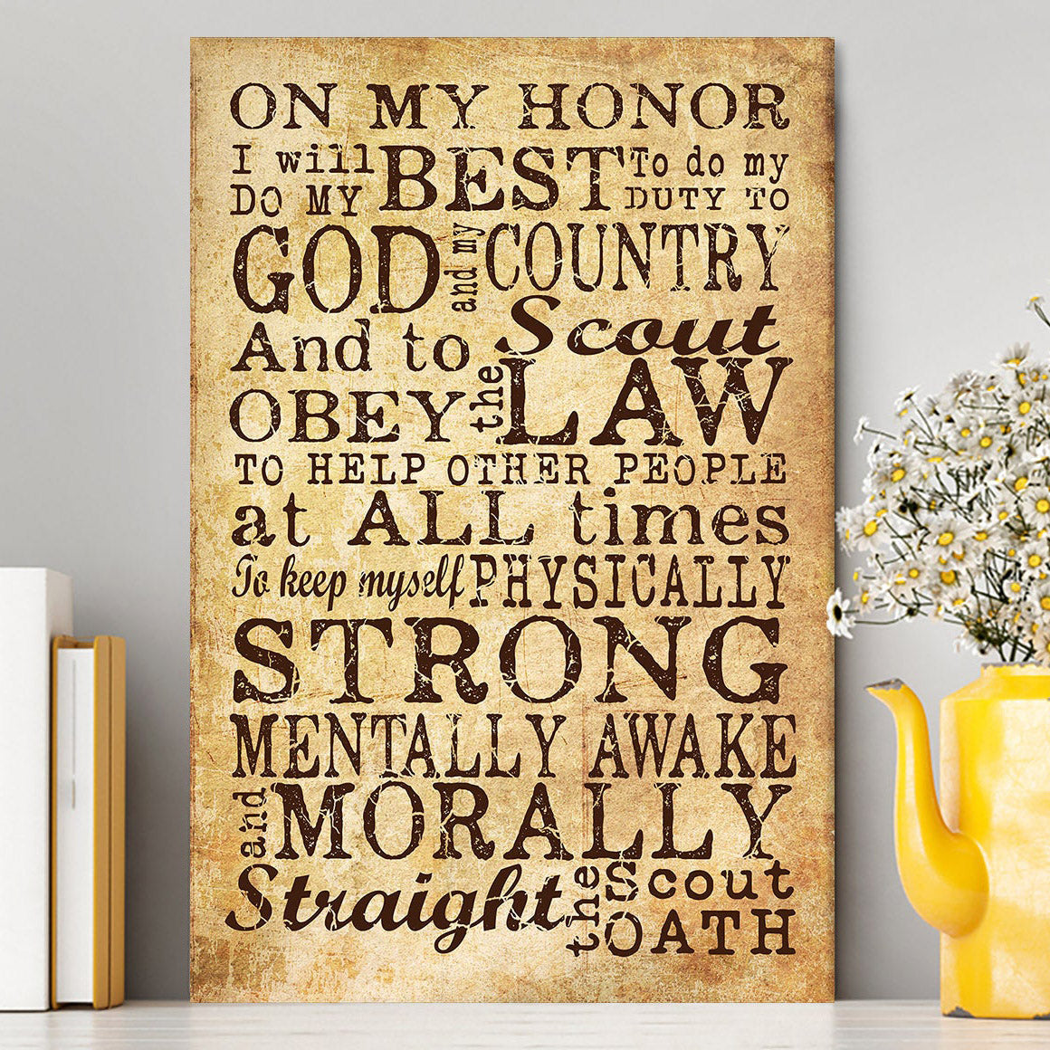 On My Honor I Will Do My Best Straight The Scout Oath Canvas Wall Art - Christian Wall Canvas - Religious Canvas Prints