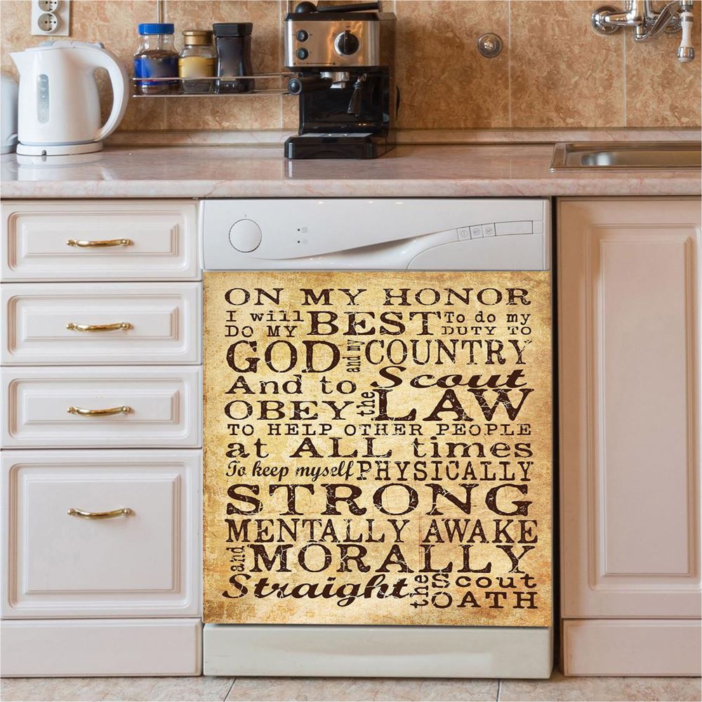 On My Honor I Will Do My Best Straight The Scout Oath Dishwasher Cover, Christian Dishwasher Wrap, Religious Kitchen Decoration