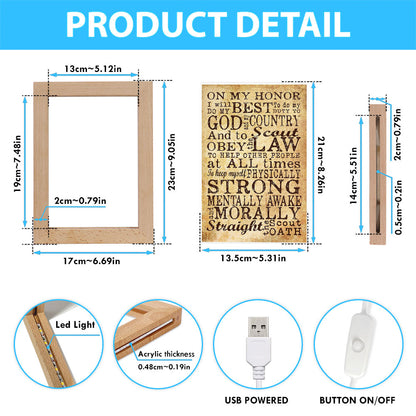 On My Honor I Will Do My Best Straight The Scout Oath Frame Lamp Art - Christian Frame Lamp - Religious Gifts Night Light