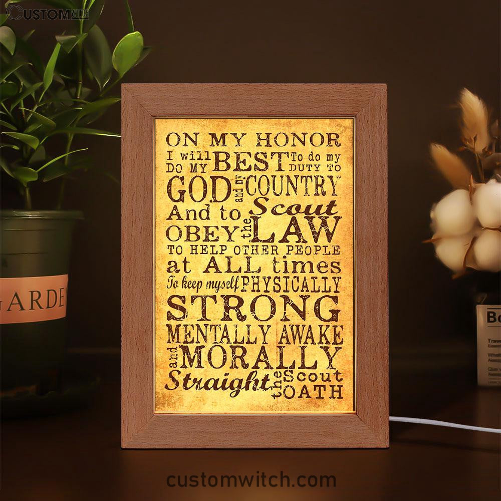 On My Honor I Will Do My Best Straight The Scout Oath Frame Lamp Art - Christian Frame Lamp - Religious Gifts Night Light
