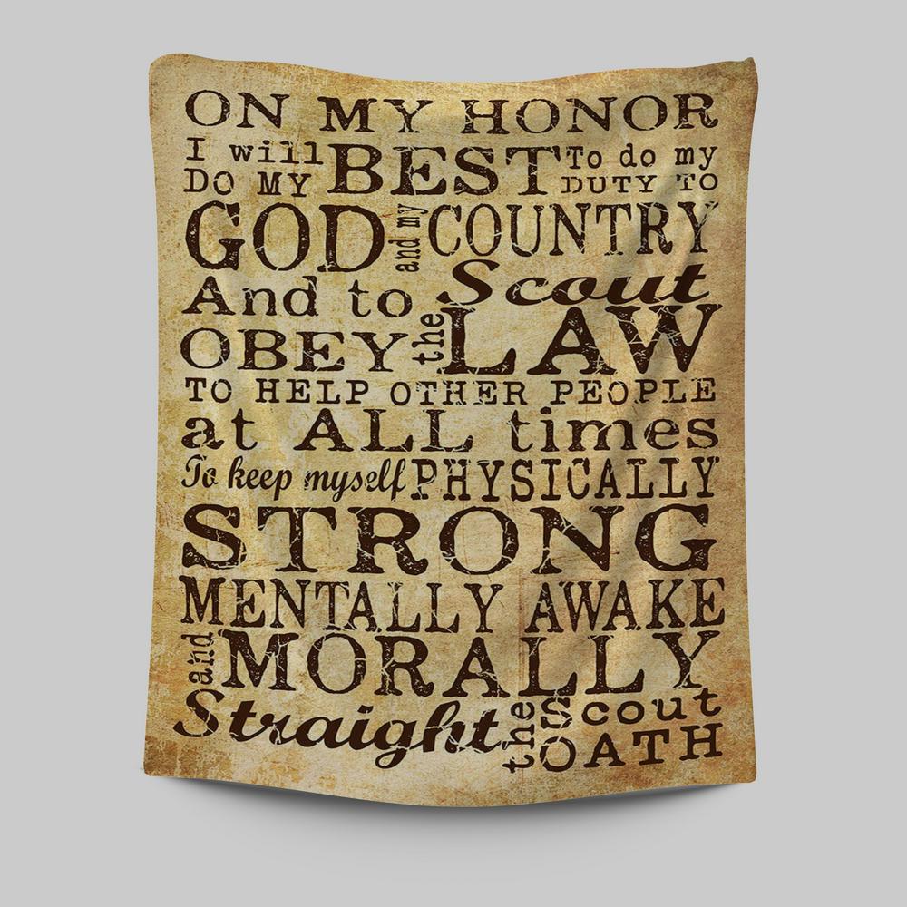 On My Honor I Will Do My Best Straight The Scout Oath Tapestry Wall Art - Christian Wall Tapestry - Religious Tapestries Wall Hanging Prints