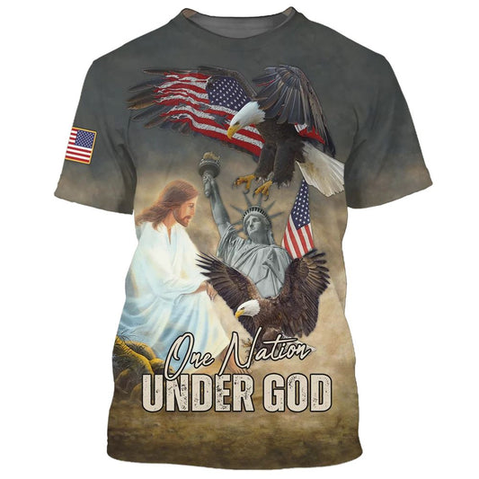 One Nation Under God 2 All Over Print 3D T Shirt For Men And Women, Christian T-Shirt, Faith Shirt