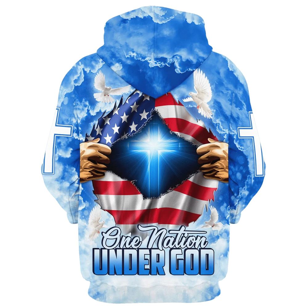 One Nation Under God 3D Hoodies Men & Women, God 3D Printed Hoodie, Christian Apparel Hoodies