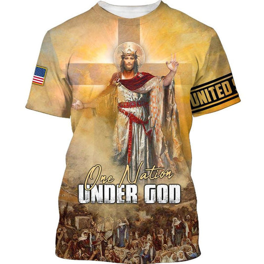 One Nation Under God All Over Print 3D T Shirt For Men And Women, Christian T-Shirt, Faith Shirt