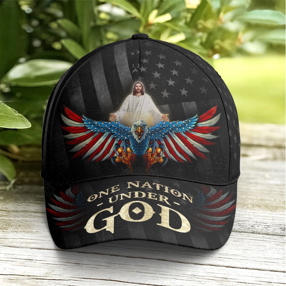 One Nation Under God America Eagle Baseball Cap, Christian Baseball Cap, Religious Cap, Jesus Gift, Jesus Hat