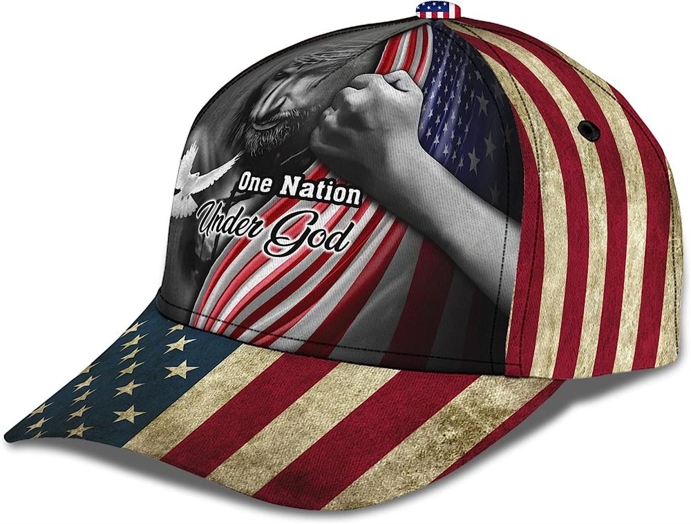 One Nation Under God American Flag And God And Dove Baseball Cap, Christian Baseball Cap, Religious Cap, Jesus Gift, Jesus Hat