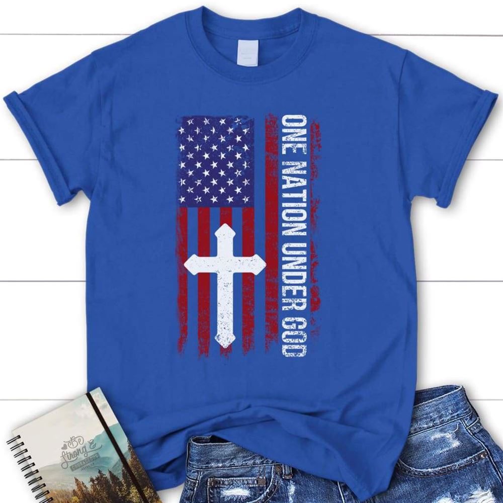 One Nation Under God, American Flag, Cross Womens T Shirt, Blessed T Shirt, Bible T shirt, T shirt Women