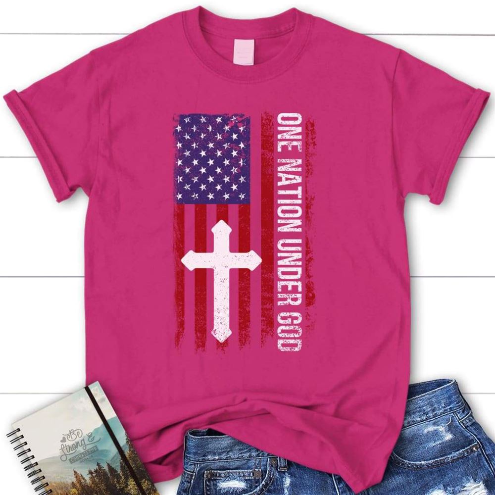 One Nation Under God, American Flag, Cross Womens T Shirt, Blessed T Shirt, Bible T shirt, T shirt Women