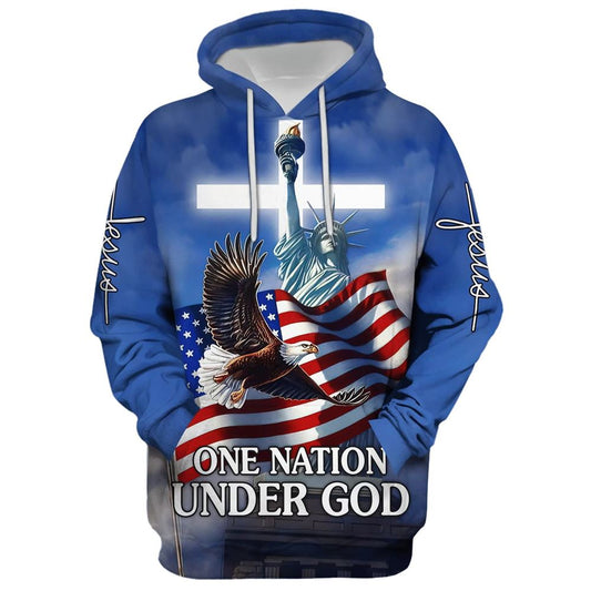 One Nation Under God American Flag Hoodie For Men & Women, God 3D Printed Hoodie, Christian Apparel Hoodies