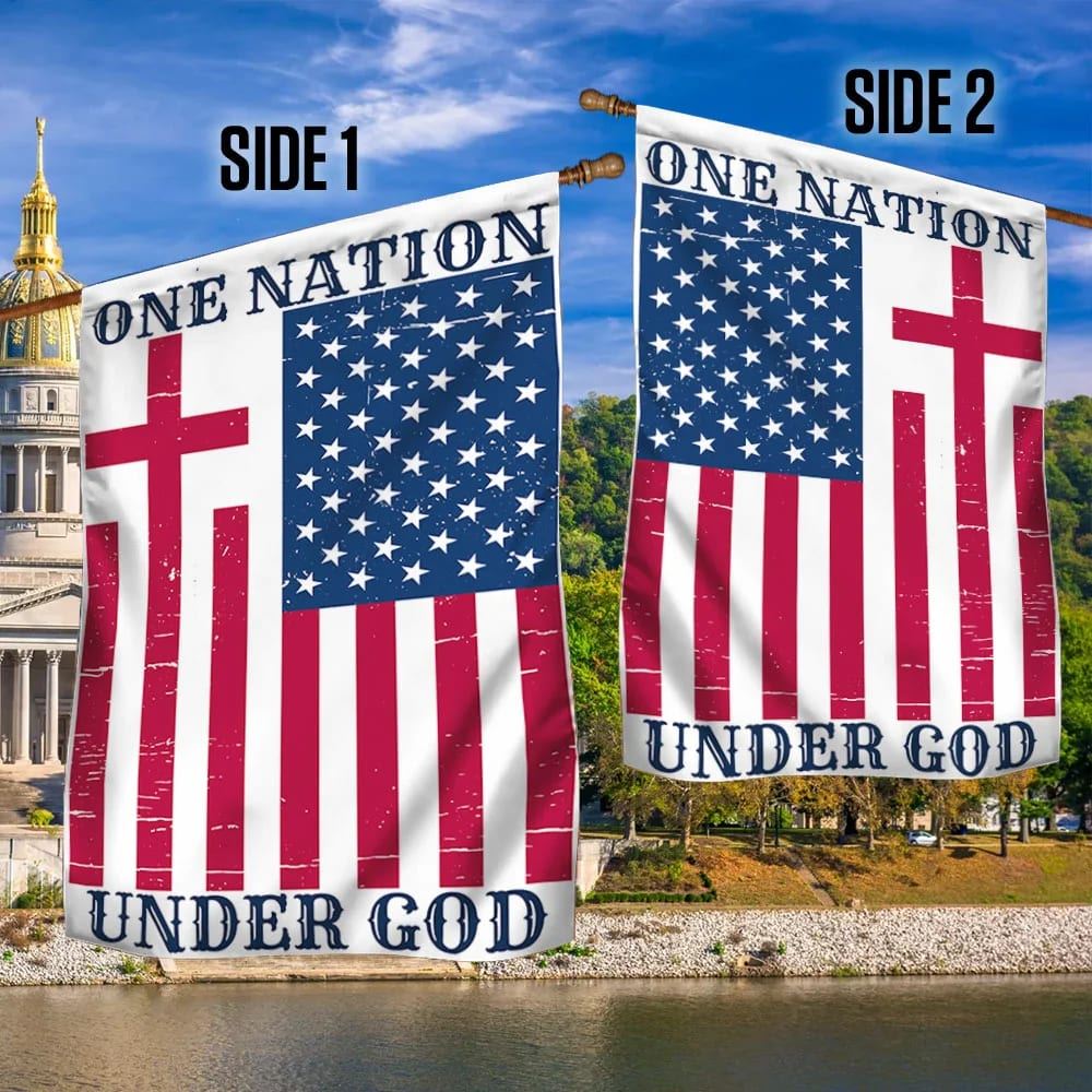 One Nation Under God American House Flag, Outdoor Religious Flags, Christian Flag, Scripture Flag, Garden Banner