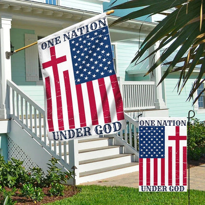 One Nation Under God American House Flag, Outdoor Religious Flags, Christian Flag, Scripture Flag, Garden Banner