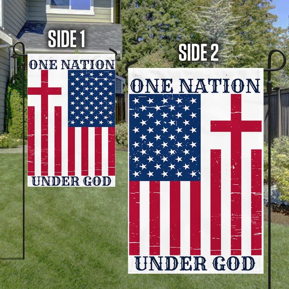 One Nation Under God American House Flag, Outdoor Religious Flags, Christian Flag, Scripture Flag, Garden Banner