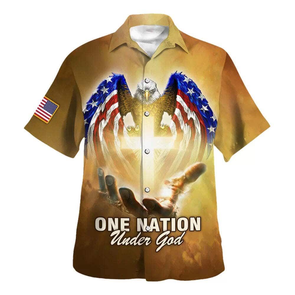One Nation Under God American Independence Day Hawaiian Shirt For Men, Christian Hawaiian Shirt, Gift For Christian