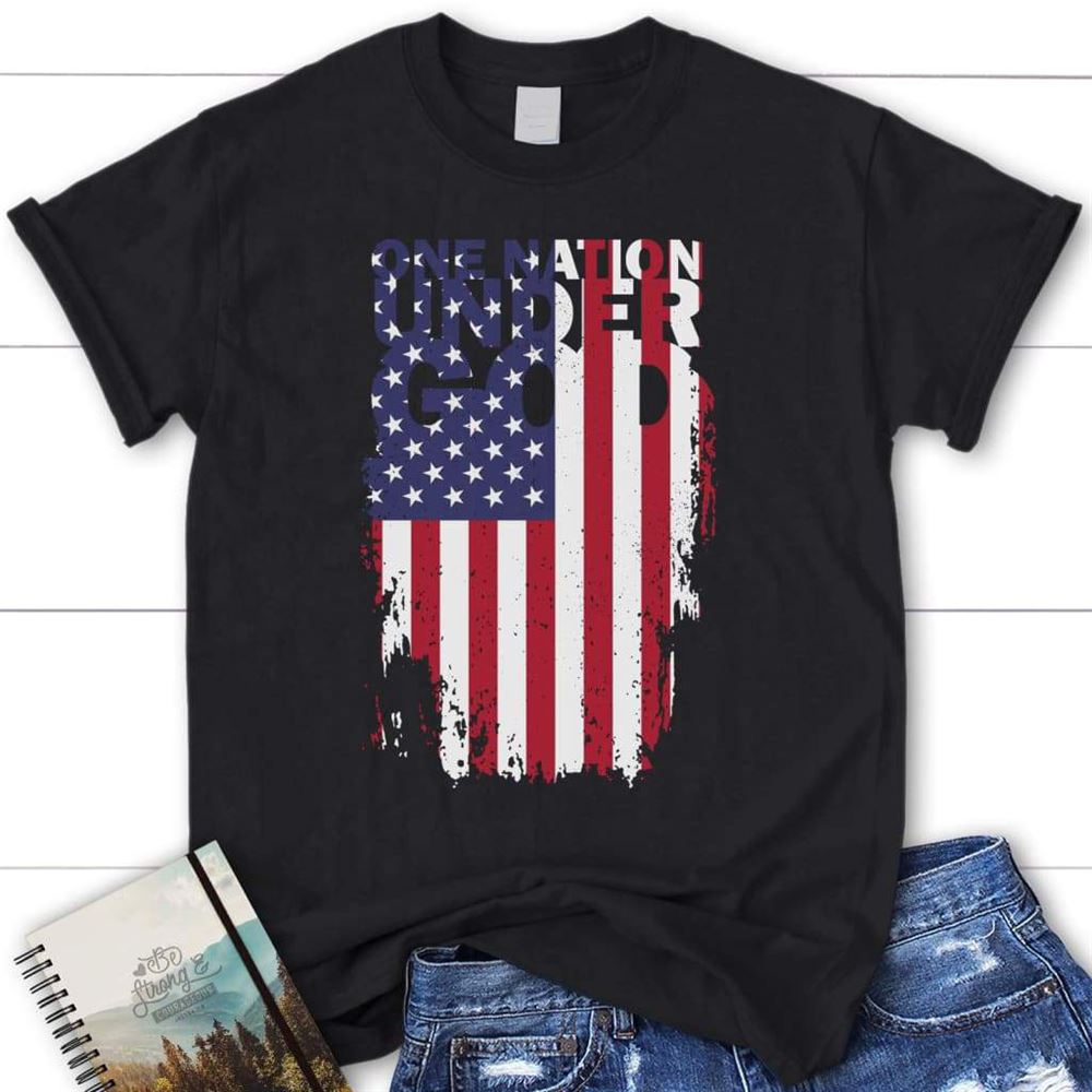 One Nation Under God And American Flag Womens T Shirt, Blessed T Shirt, Bible T shirt, T shirt Women