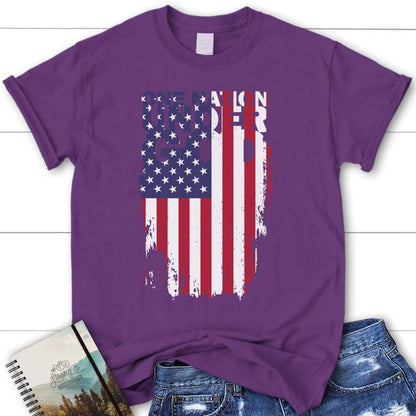 One Nation Under God And American Flag Womens T Shirt, Blessed T Shirt, Bible T shirt, T shirt Women