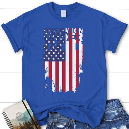 One Nation Under God And American Flag Womens T Shirt, Blessed T Shirt, Bible T shirt, T shirt Women