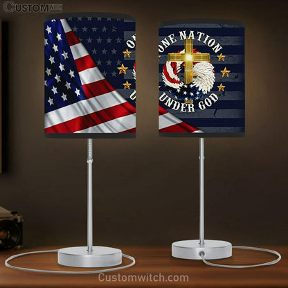 One Nation Under God Table Lamb Gift - Bible Verse Lamb Gift - Christian Home Decor