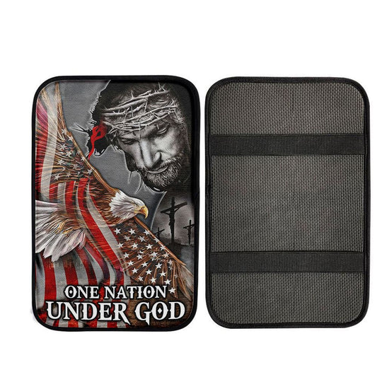 One Nation Under God Car Center Console Cover, Bible Car Armrest Pad, Christian Gift Car Armrest Pad