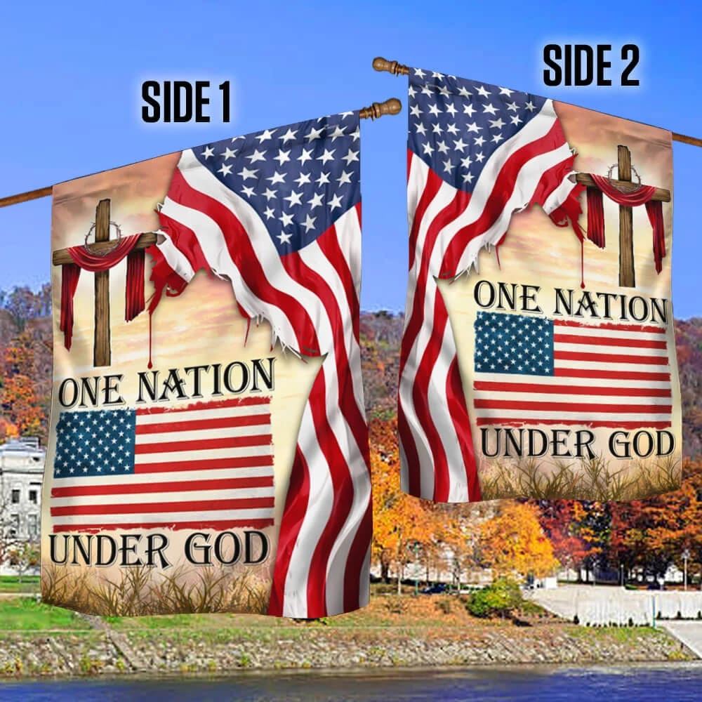 One Nation Under God Christian Cross American House Flag, Outdoor Religious Flags, Christian Flag, Scripture Flag, Garden Banner