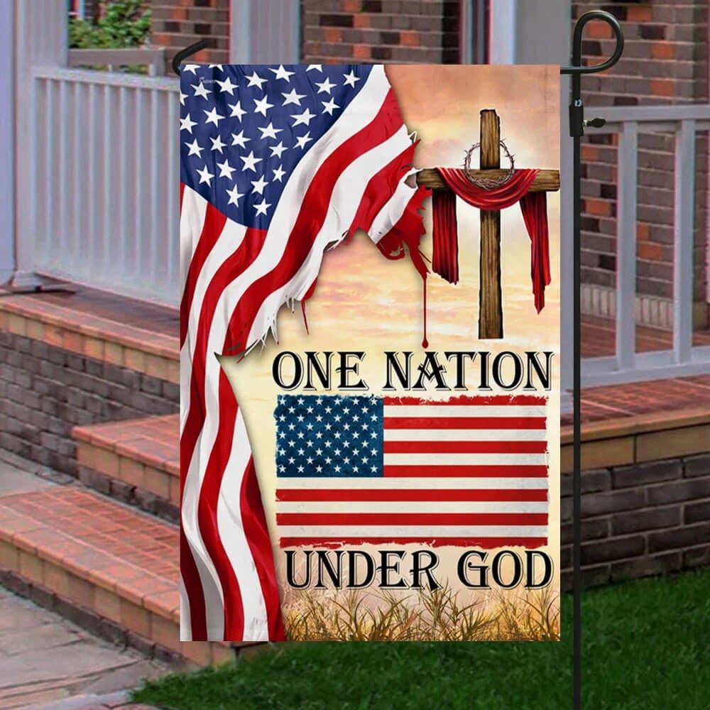 One Nation Under God Christian Cross American House Flag, Outdoor Religious Flags, Christian Flag, Scripture Flag, Garden Banner