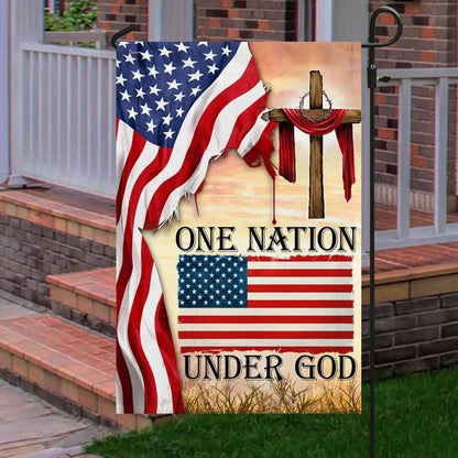 One Nation Under God Christian Cross American House Flag, Outdoor Religious Flags, Christian Flag, Scripture Flag, Garden Banner