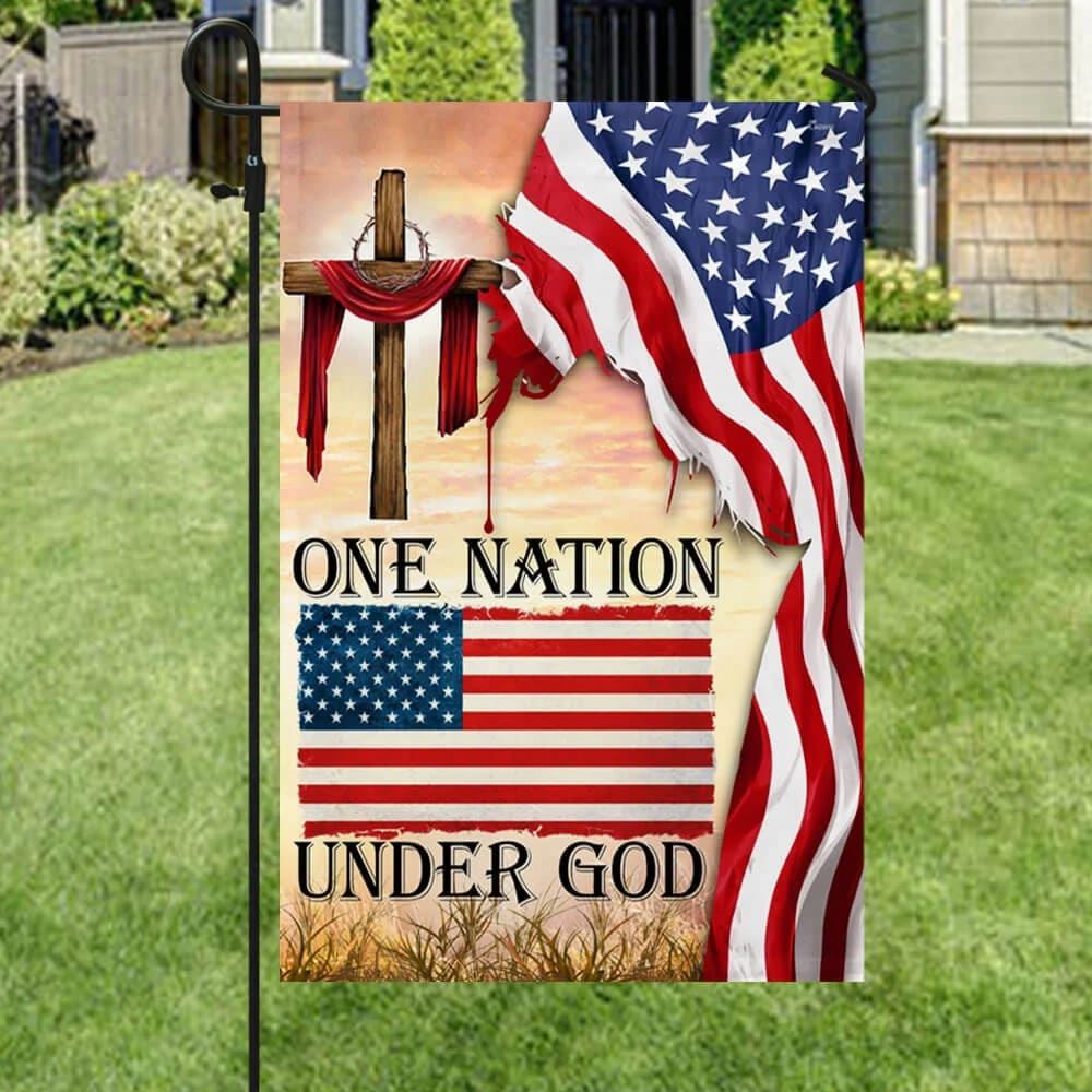 One Nation Under God Christian Cross American House Flag, Outdoor Religious Flags, Christian Flag, Scripture Flag, Garden Banner