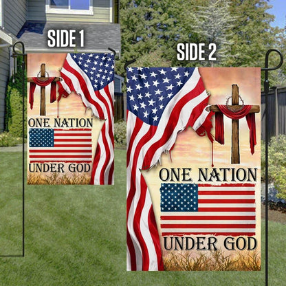 One Nation Under God Christian Cross American House Flag, Outdoor Religious Flags, Christian Flag, Scripture Flag, Garden Banner