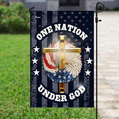 One Nation Under God Christian Wreath House Flags, Christian Flag, Scripture Flag, Garden Banner