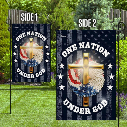 One Nation Under God Christian Wreath House Flags, Christian Flag, Scripture Flag, Garden Banner