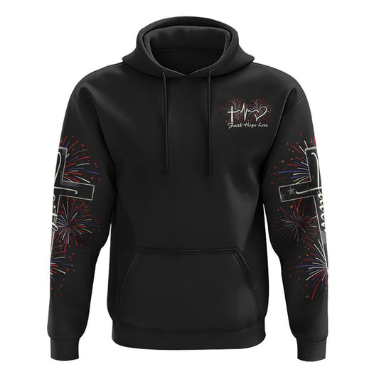 One Nation Under God Cross Wings Independence Day All Over Print 3D Hoodie, Christian Hoodie, Christian Sweatshirt, Bible Verse Shirt