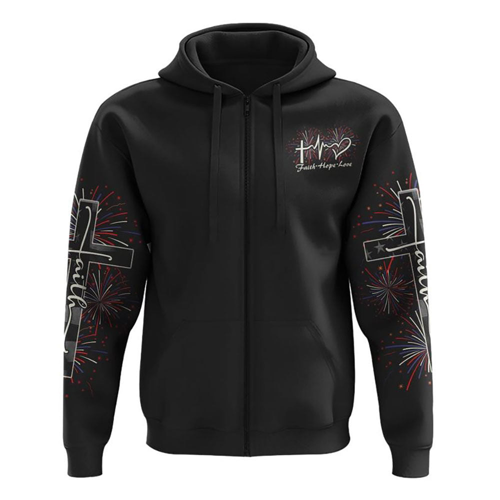 One Nation Under God Cross Wings Independence Day All Over Print 3D Hoodie, Christian Hoodie, Christian Sweatshirt, Bible Verse Shirt