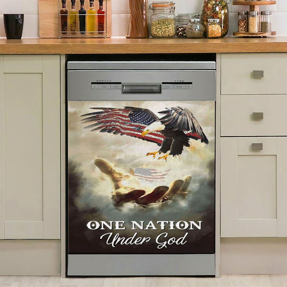 One Nation Under God Dishwasher Cover, Bible Verse Dishwasher Wrap, Scripture Kitchen Decoration