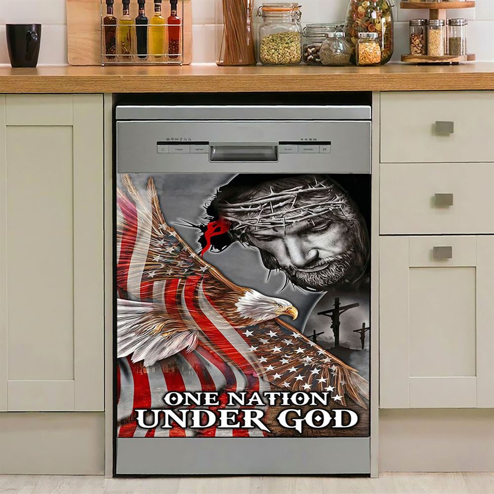 One Nation Under God Dishwasher Cover, Christian Dishwasher Wrap, Religious Kitchen Decoration