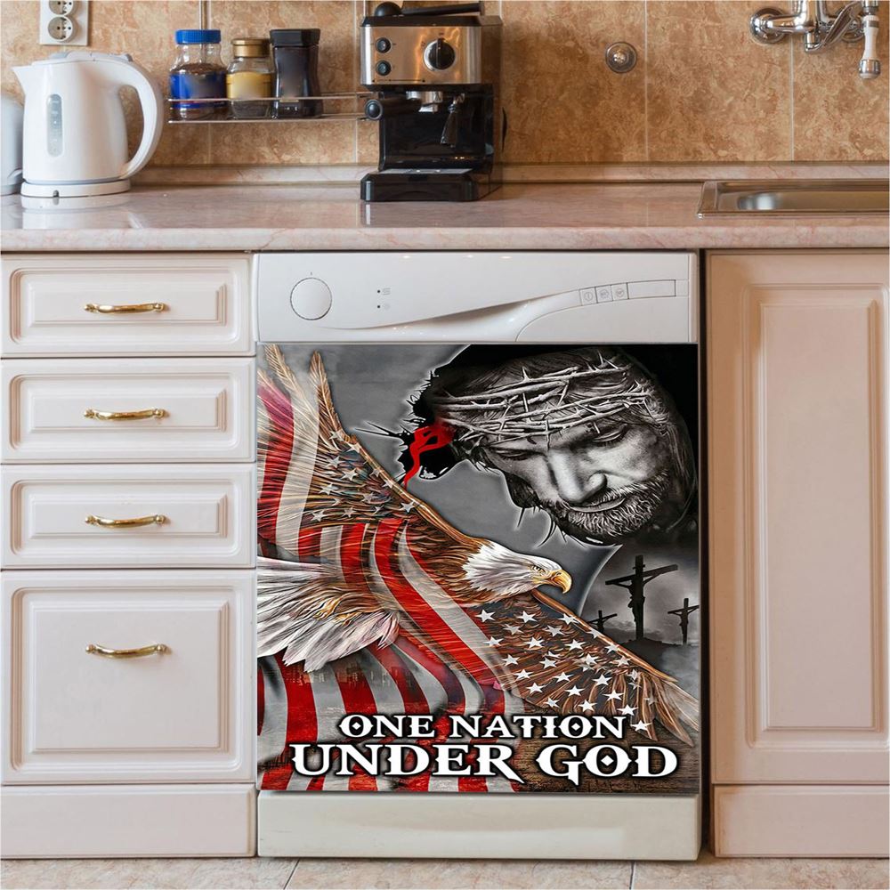 One Nation Under God Dishwasher Cover, Christian Dishwasher Wrap, Religious Kitchen Decoration