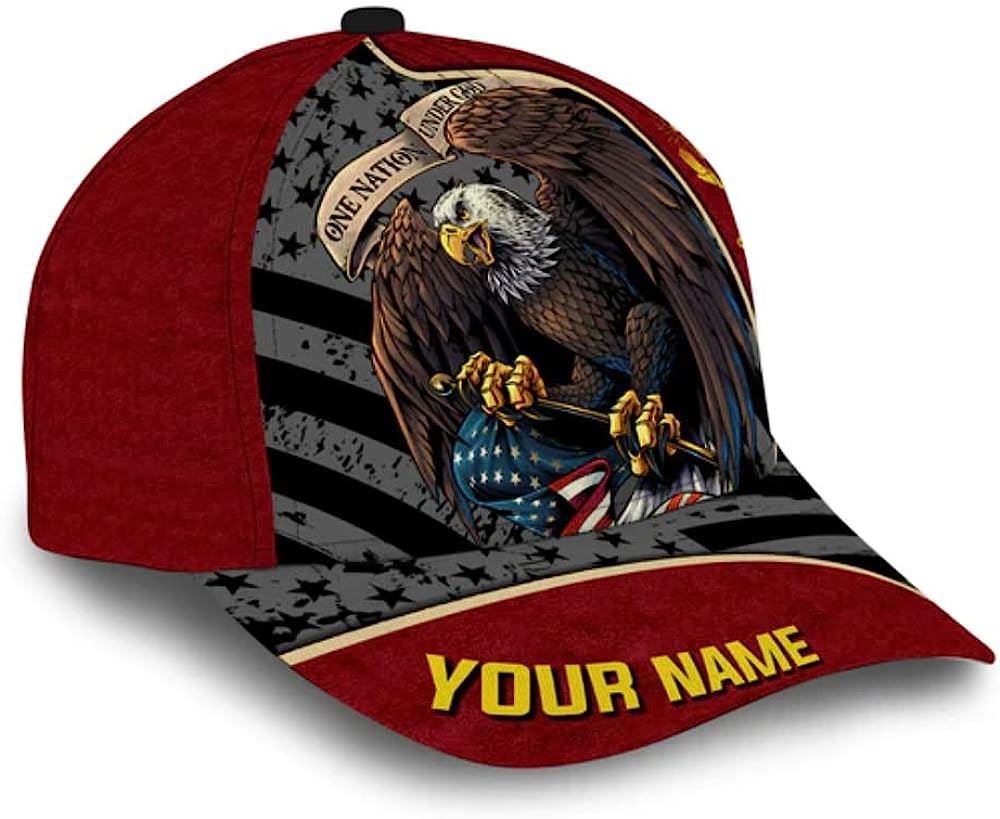 One Nation Under God Eagle Custom Name Classic Hat All Over Print, Christian Baseball Cap, Religious Cap, Jesus Gift, Jesus Hat
